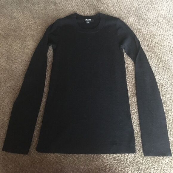 Black Crewneck DKNY Wool & Acrylic Sweater - Picture 1 of 4